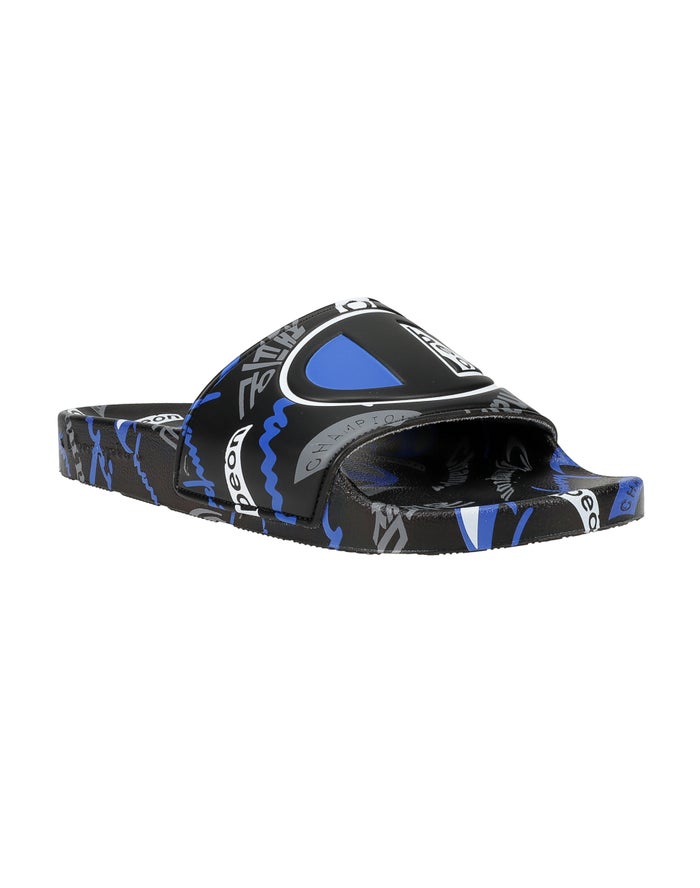 Champion Badslippers Heren - Zwart/Blauw - Ipo International ( 698512-DNG )